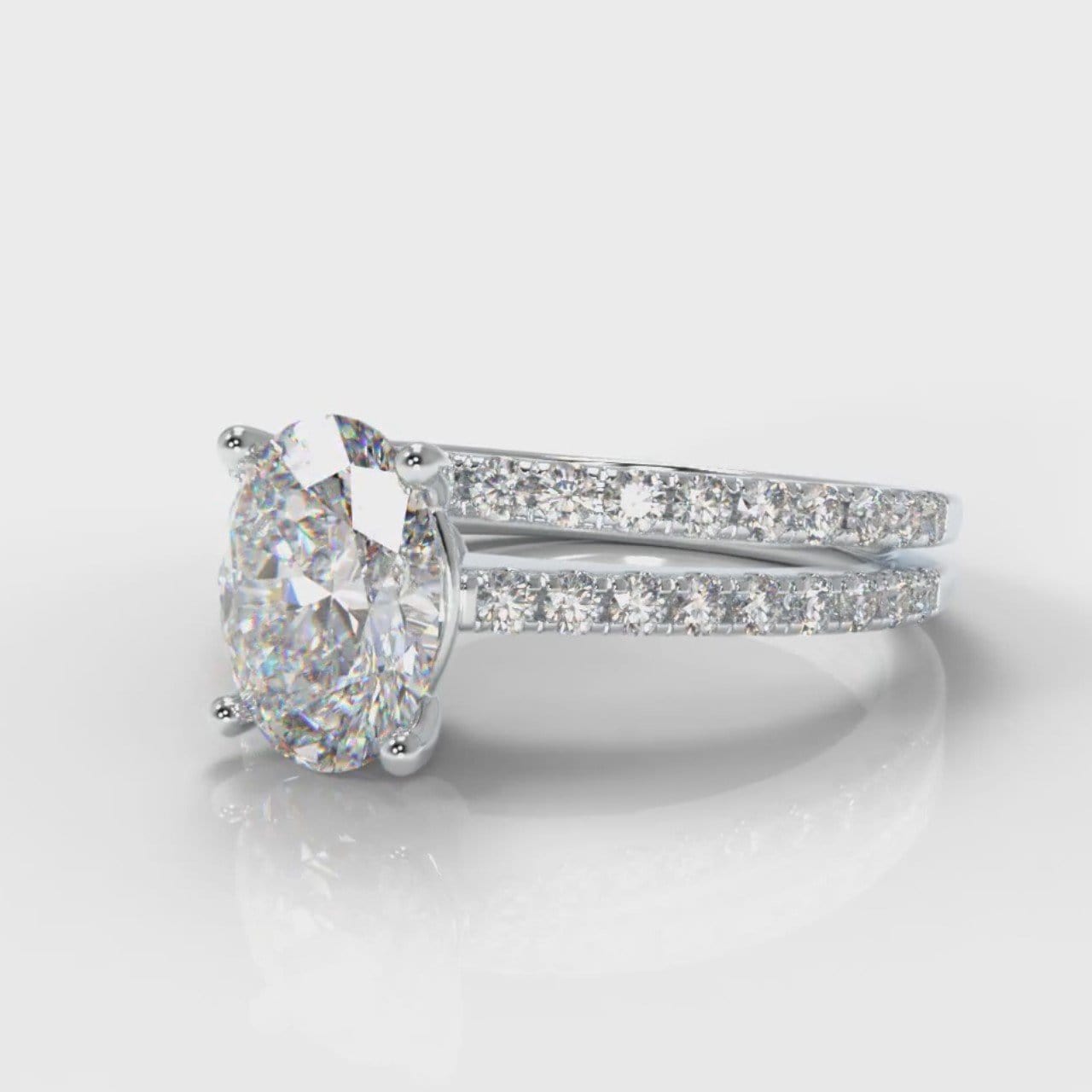 Petite Micropavé Oval Diamond Bridal Set