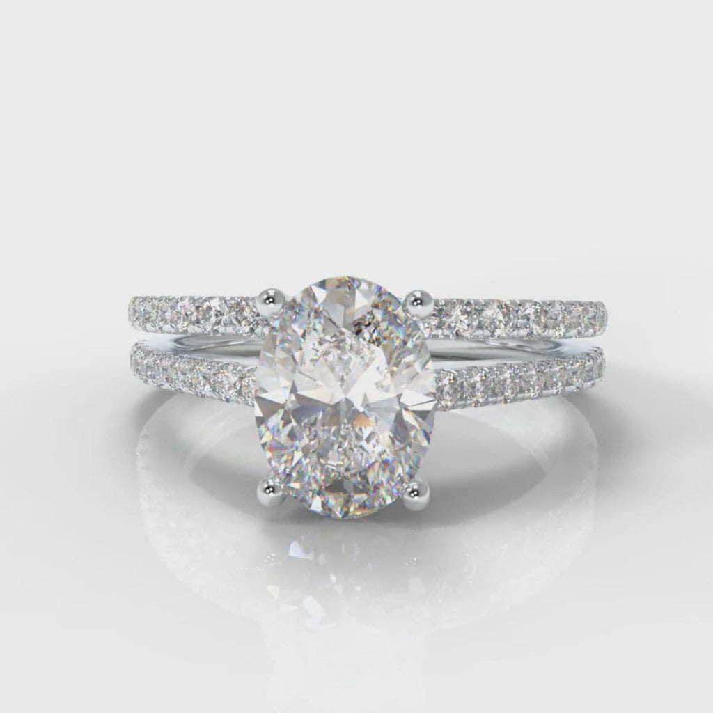 Petite Micropavé Oval Diamond Bridal Set