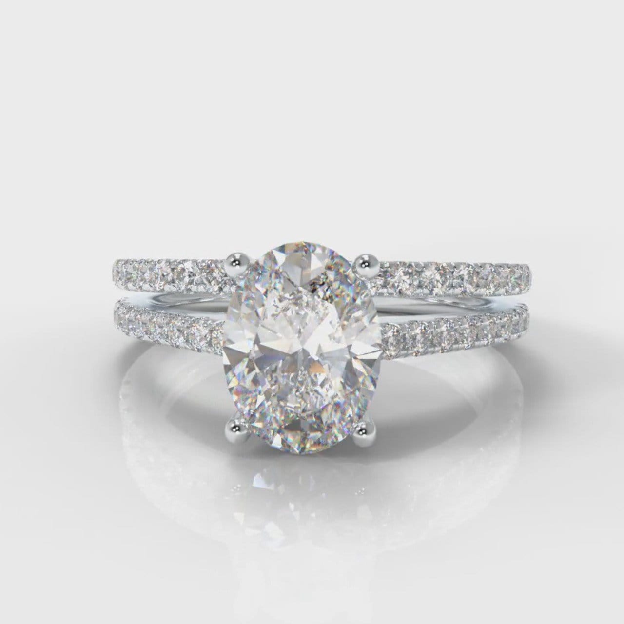 Petite Micropavé Oval Diamond Bridal Set