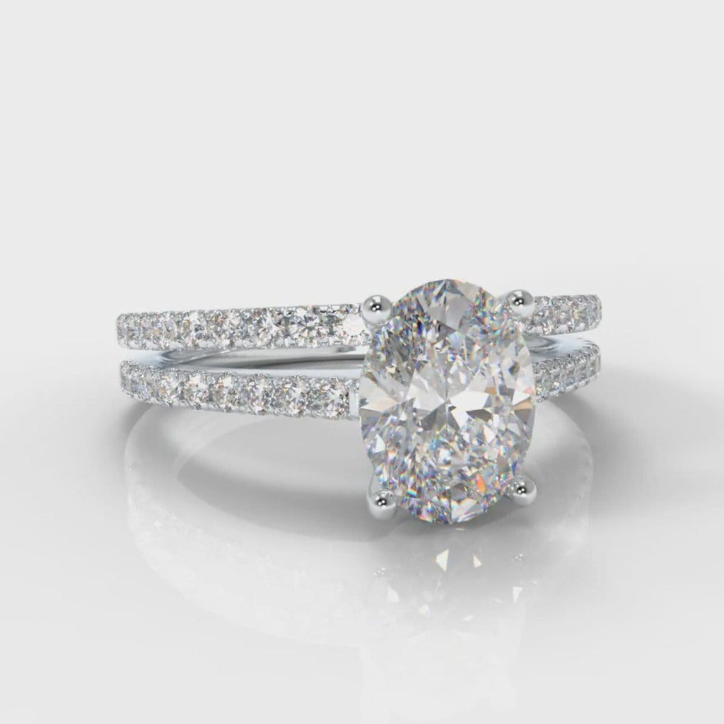 Petite Micropavé Oval Diamond Bridal Set