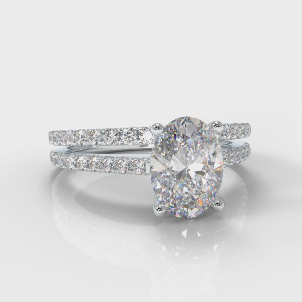 Petite Micropavé Oval Diamond Bridal Set
