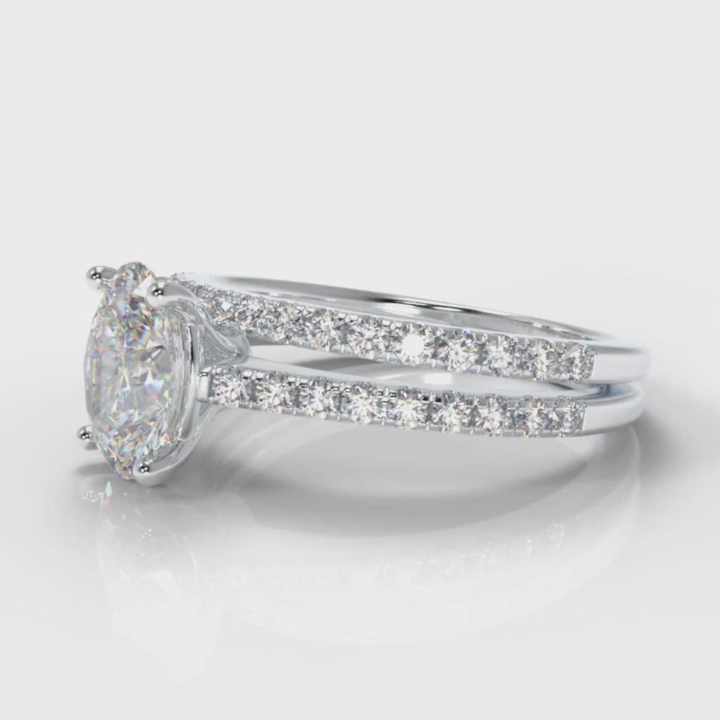 Petite Micropavé Oval Diamond Bridal Set