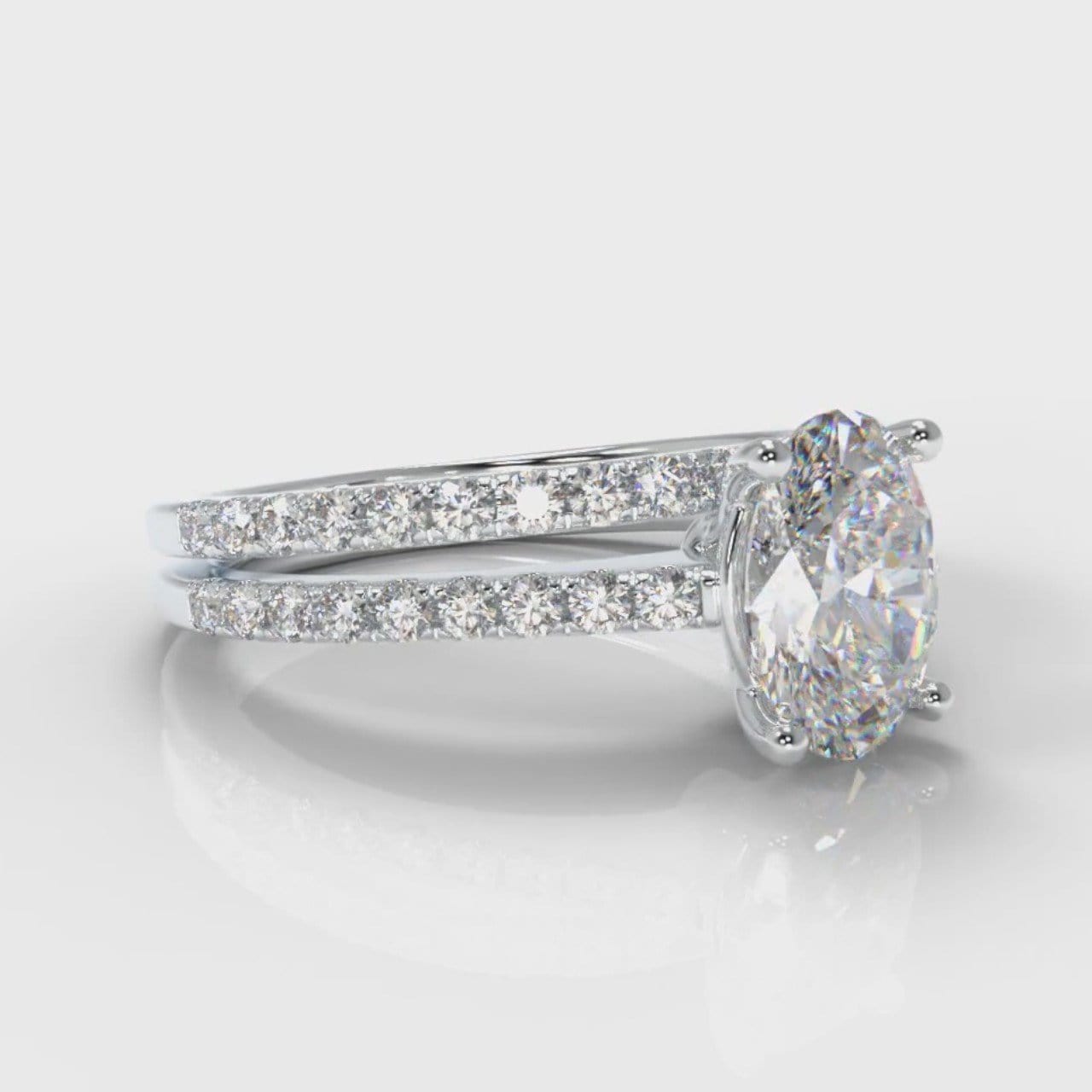 Petite Micropavé Oval Diamond Bridal Set