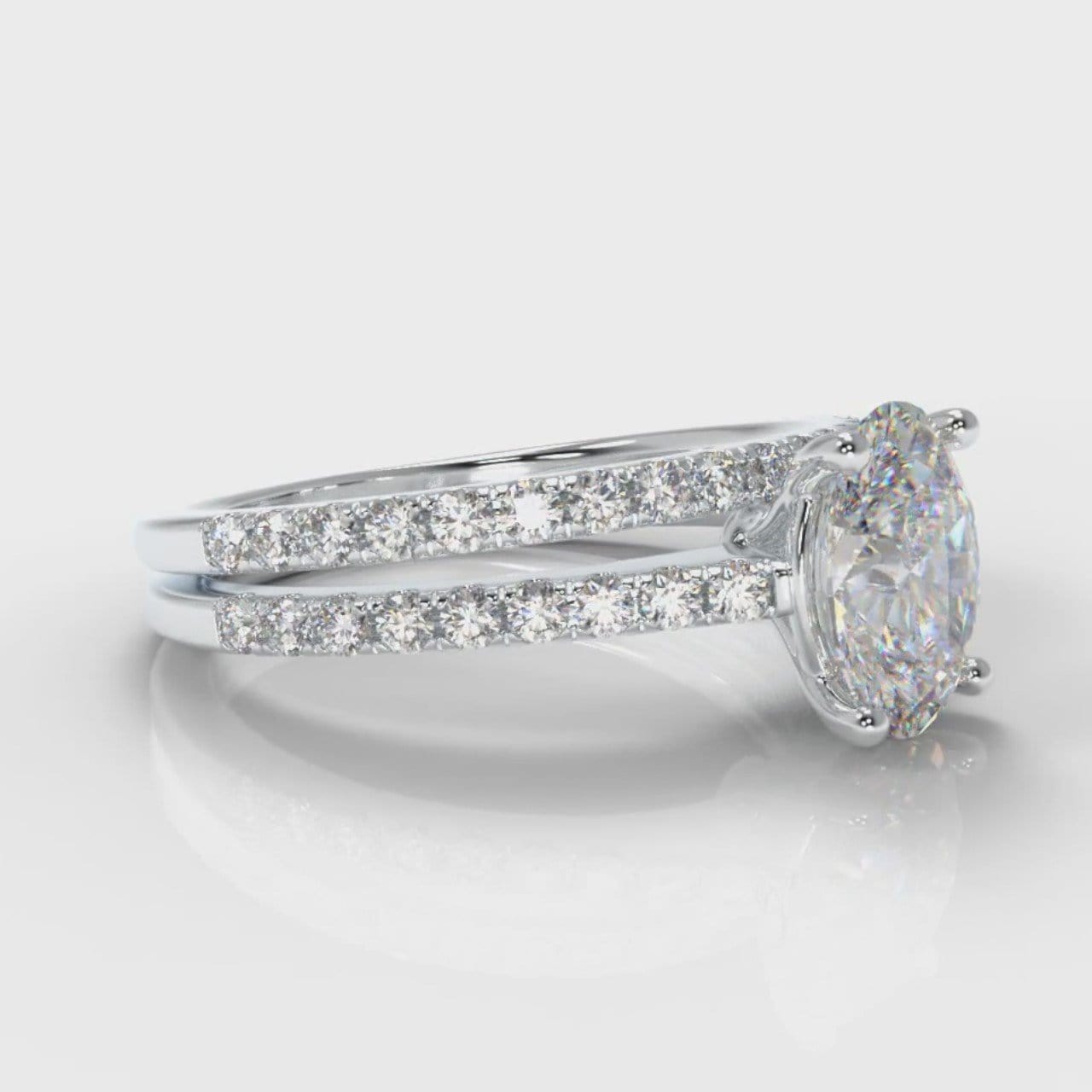 Petite Micropavé Oval Diamond Bridal Set