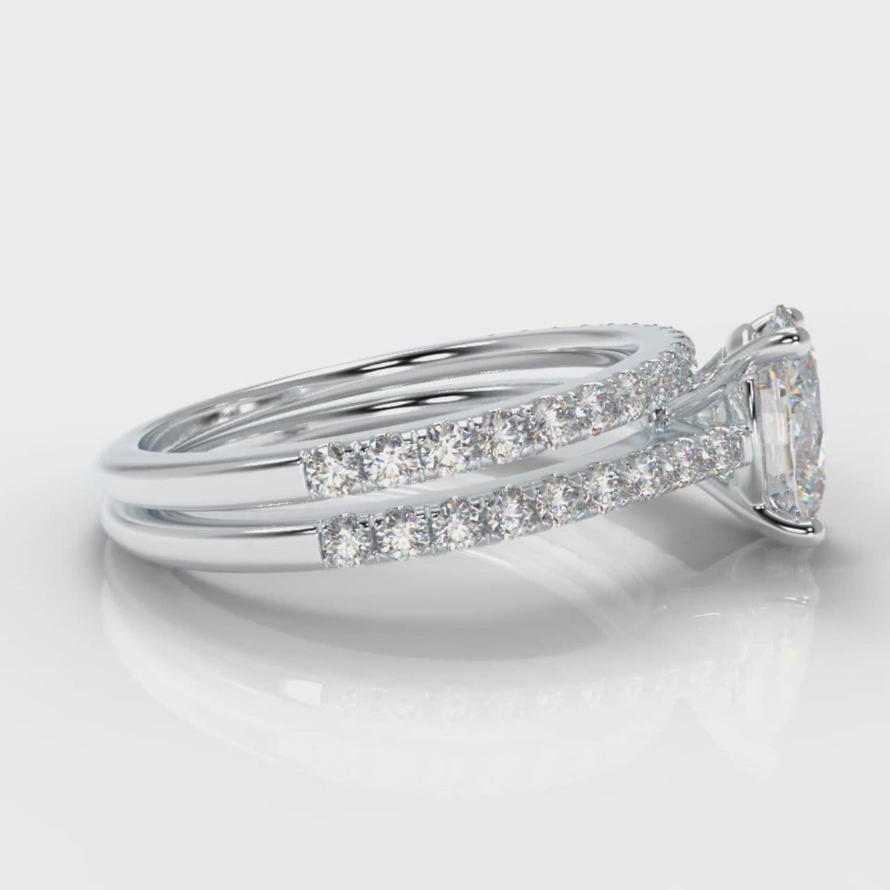 Petite Micropavé Oval Diamond Bridal Set