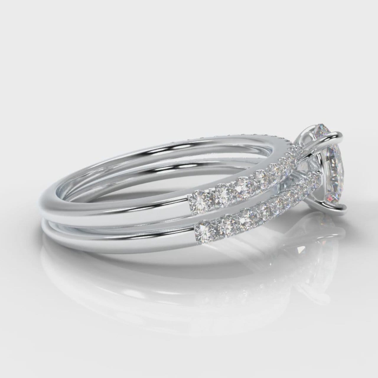 Petite Micropavé Oval Diamond Bridal Set