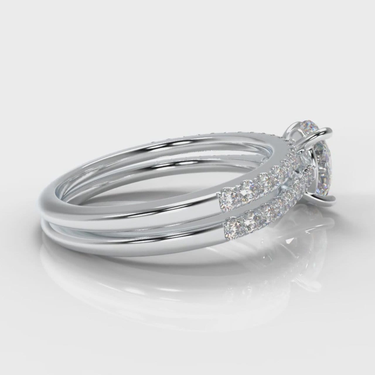 Petite Micropavé Oval Diamond Bridal Set