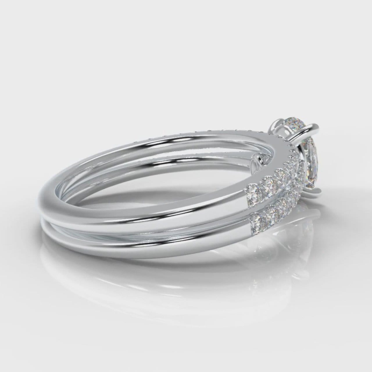 Petite Micropavé Oval Diamond Bridal Set