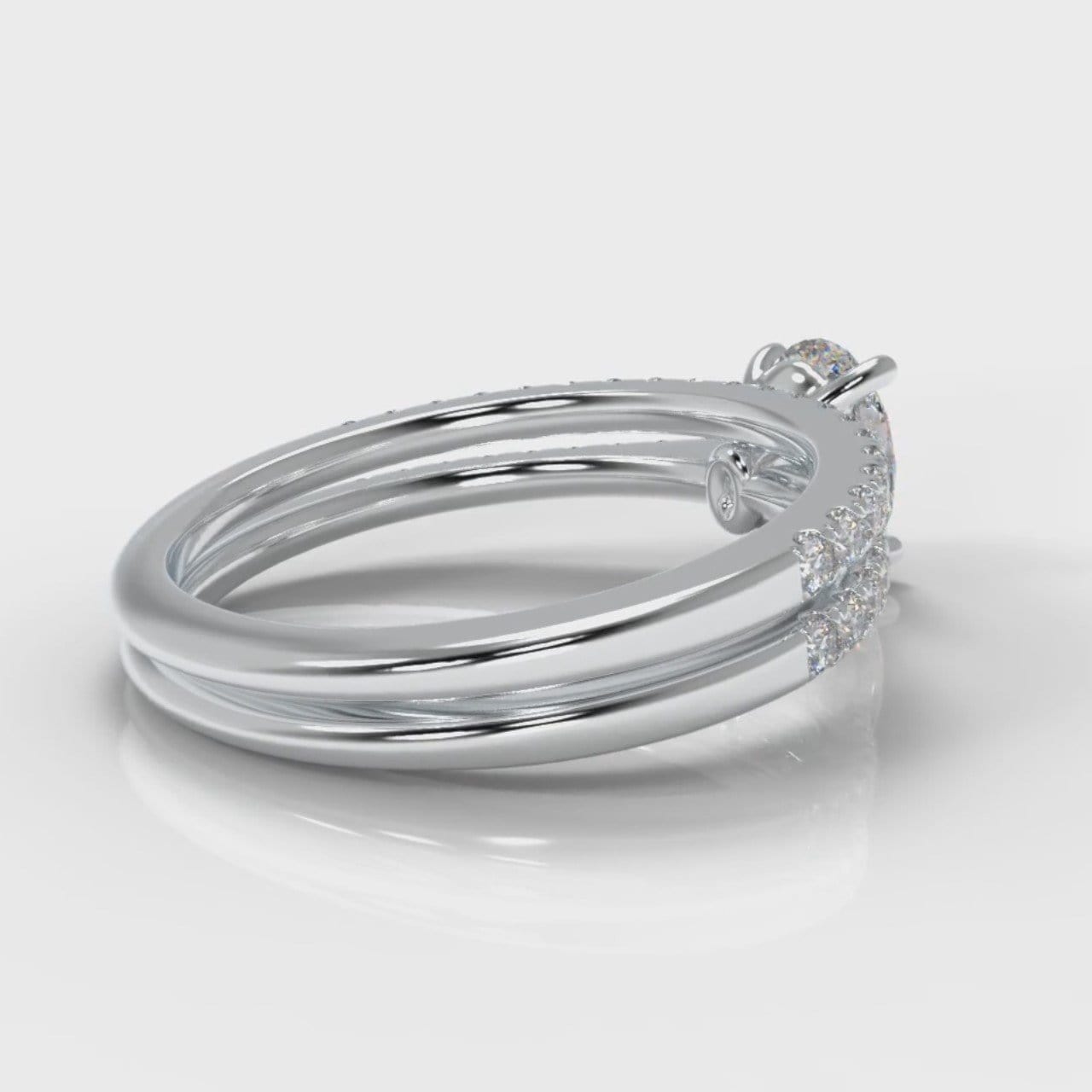 Petite Micropavé Oval Diamond Bridal Set