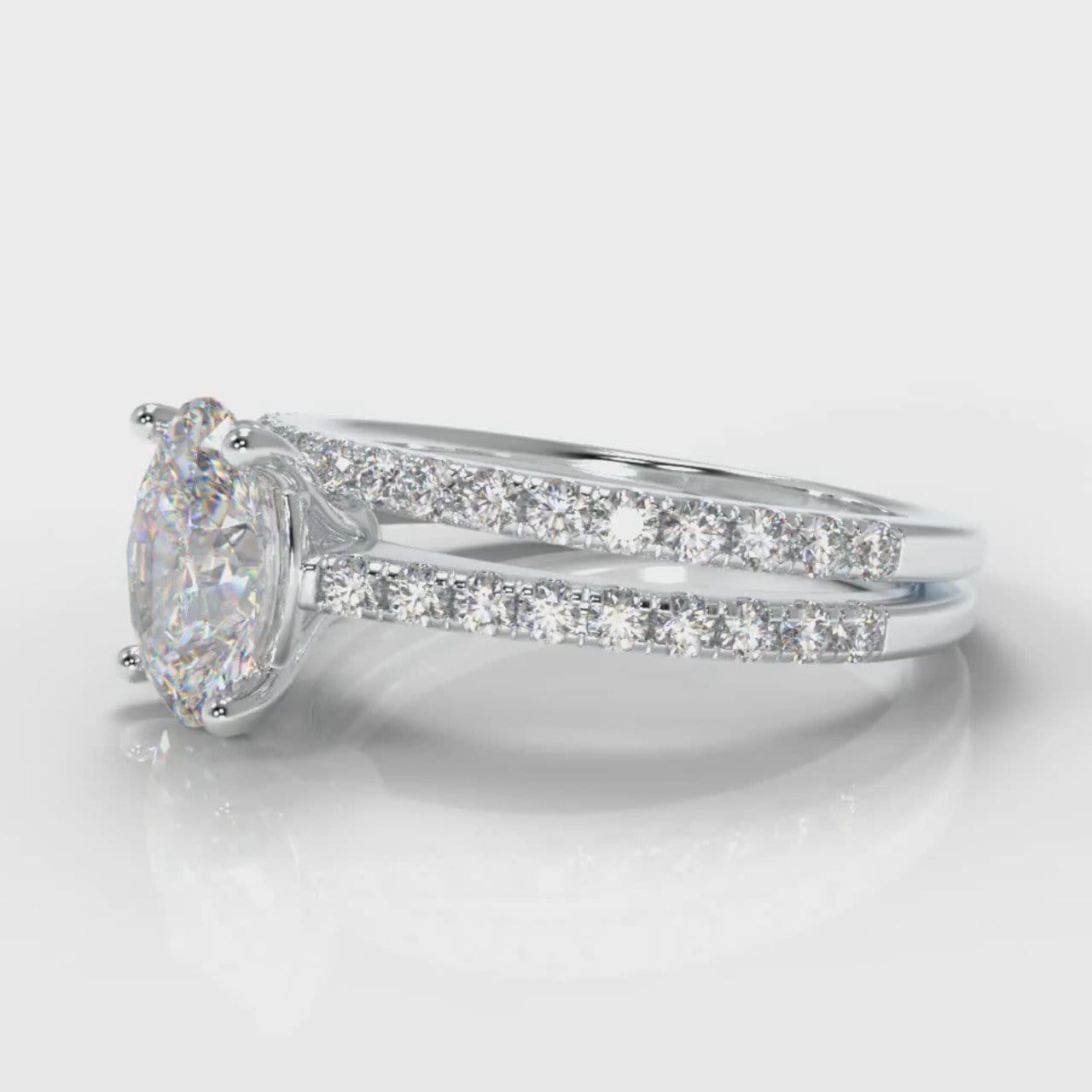 Petite Micropavé Oval Diamond Bridal Set