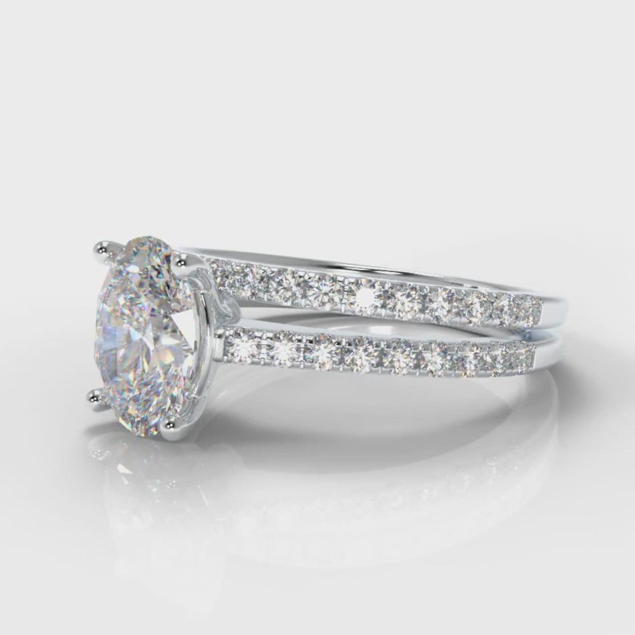 Petite Micropavé Oval Diamond Bridal Set