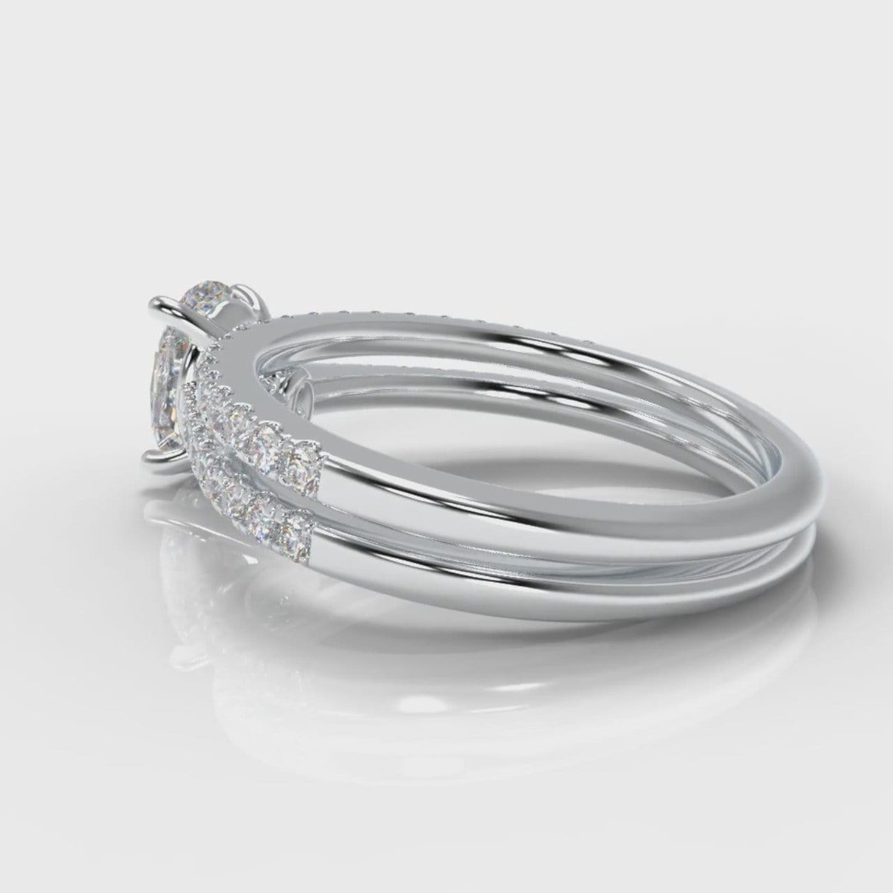 Petite Micropavé Oval Diamond Bridal Set