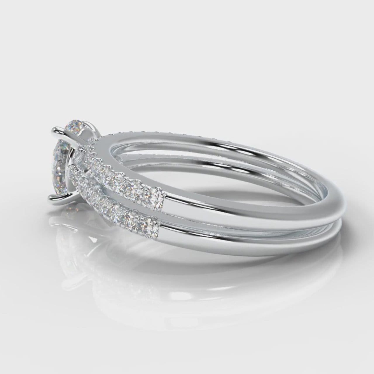 Petite Micropavé Oval Diamond Bridal Set