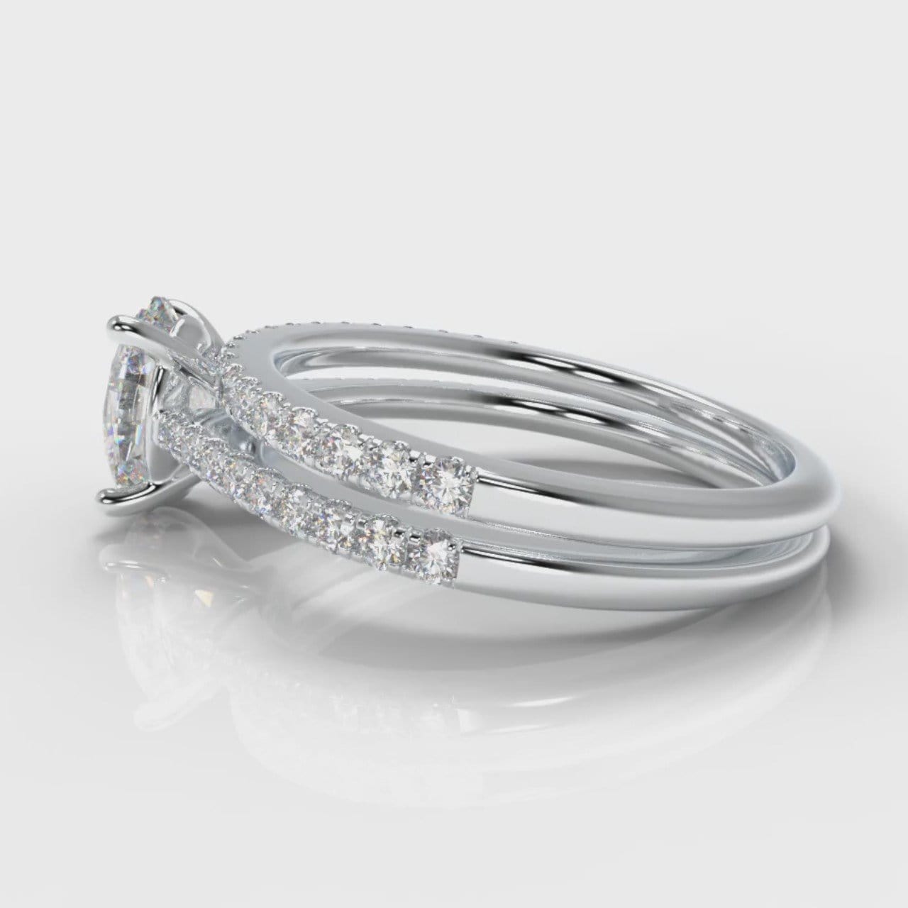 Petite Micropavé Oval Diamond Bridal Set