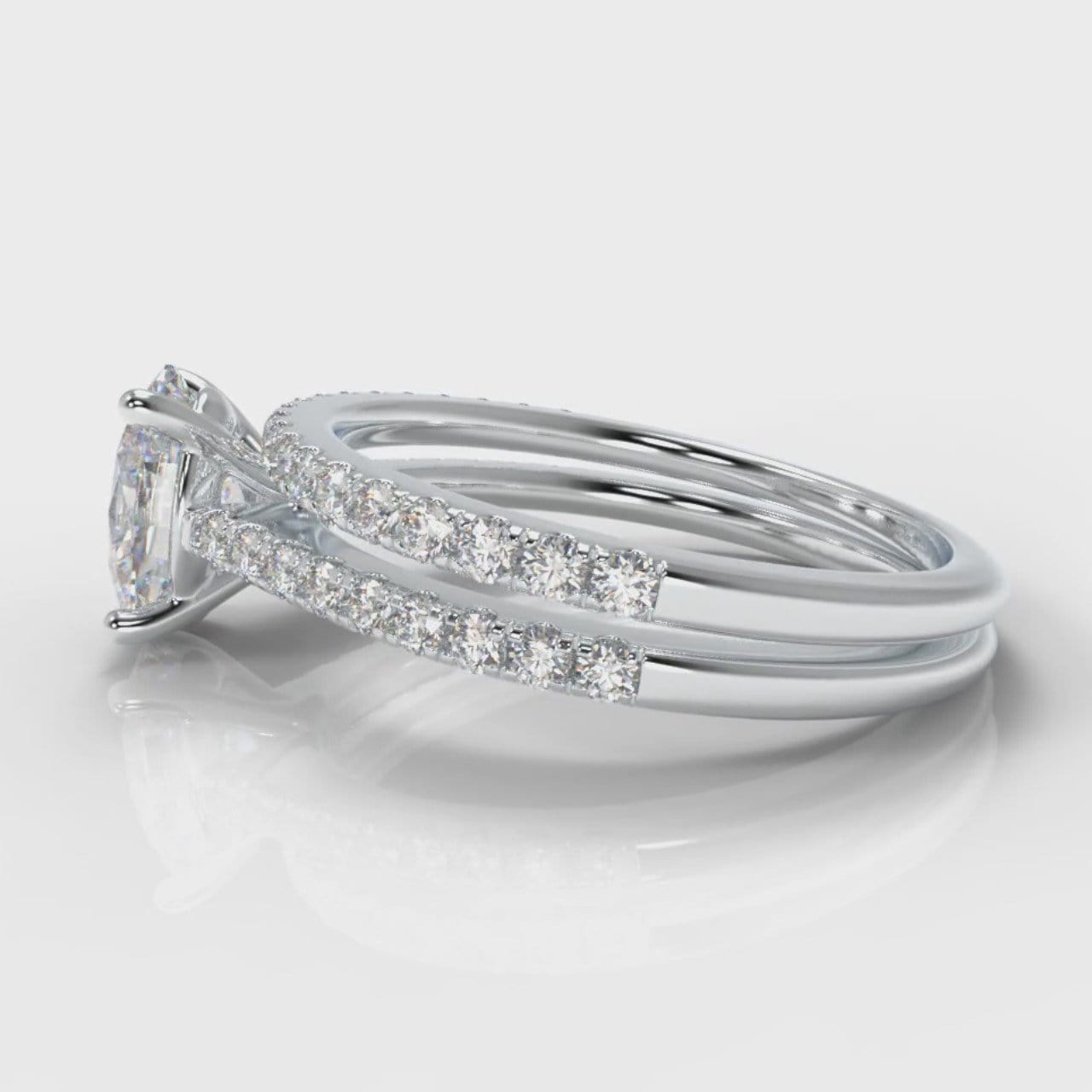 Petite Micropavé Oval Diamond Bridal Set