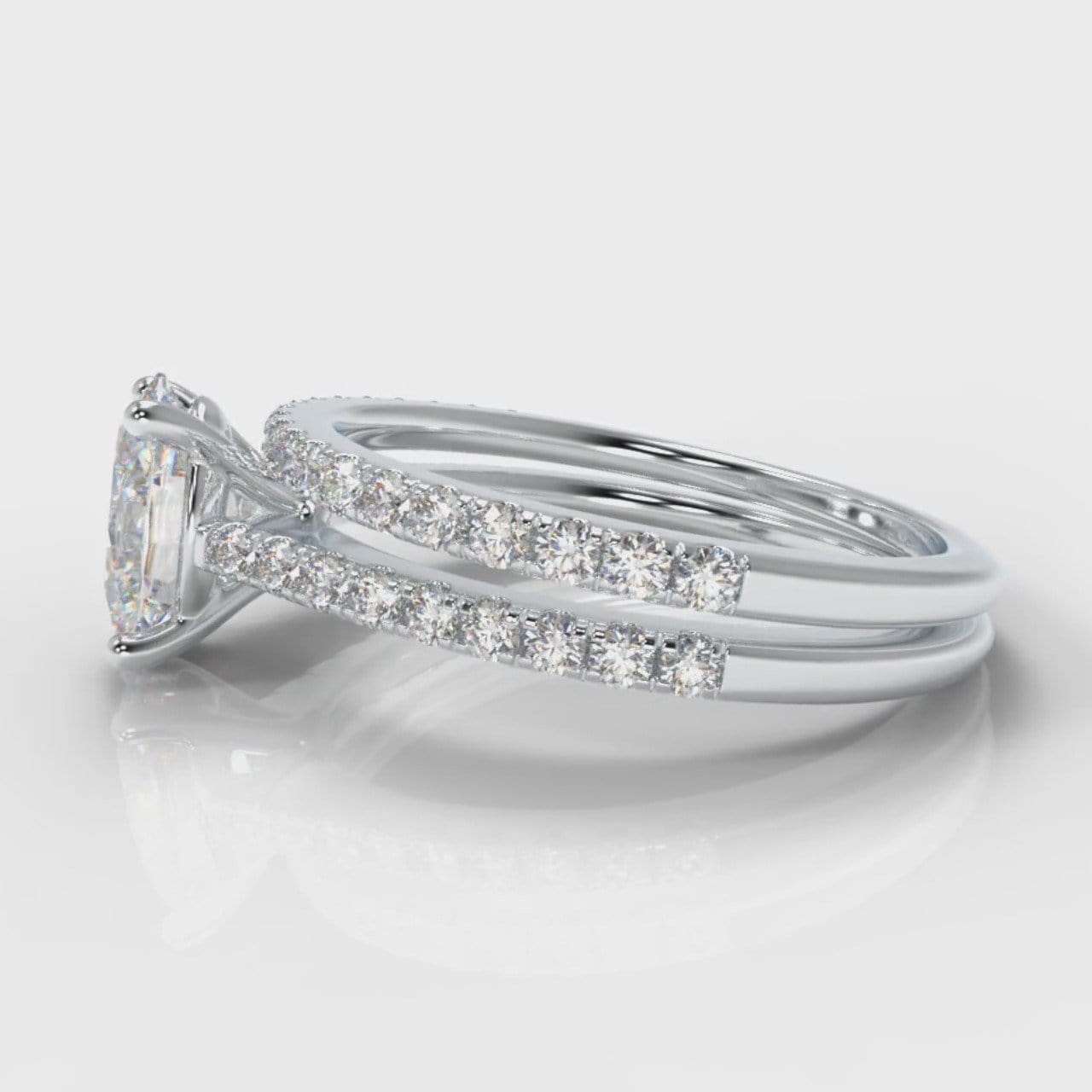 Petite Micropavé Oval Diamond Bridal Set