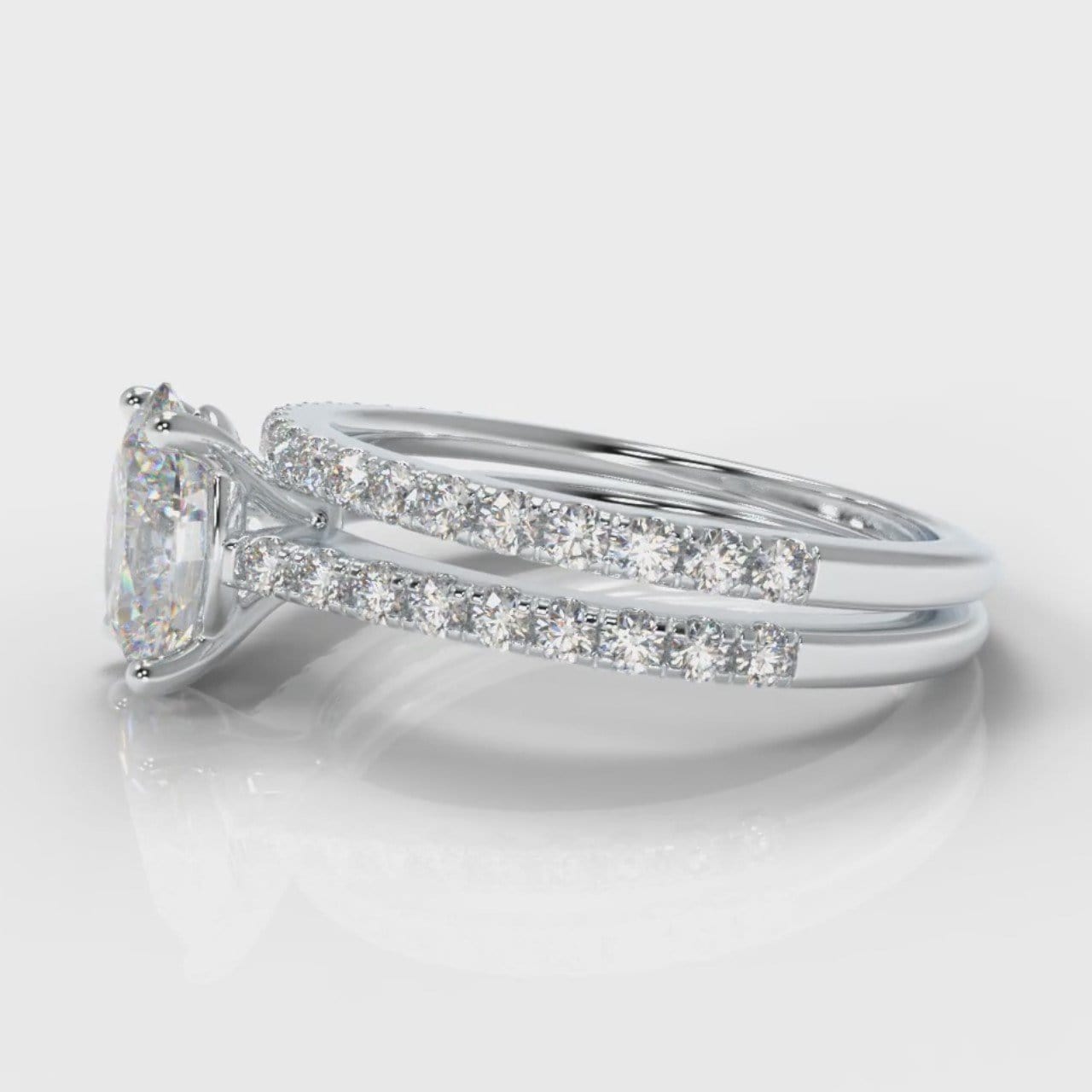 Petite Micropavé Oval Diamond Bridal Set