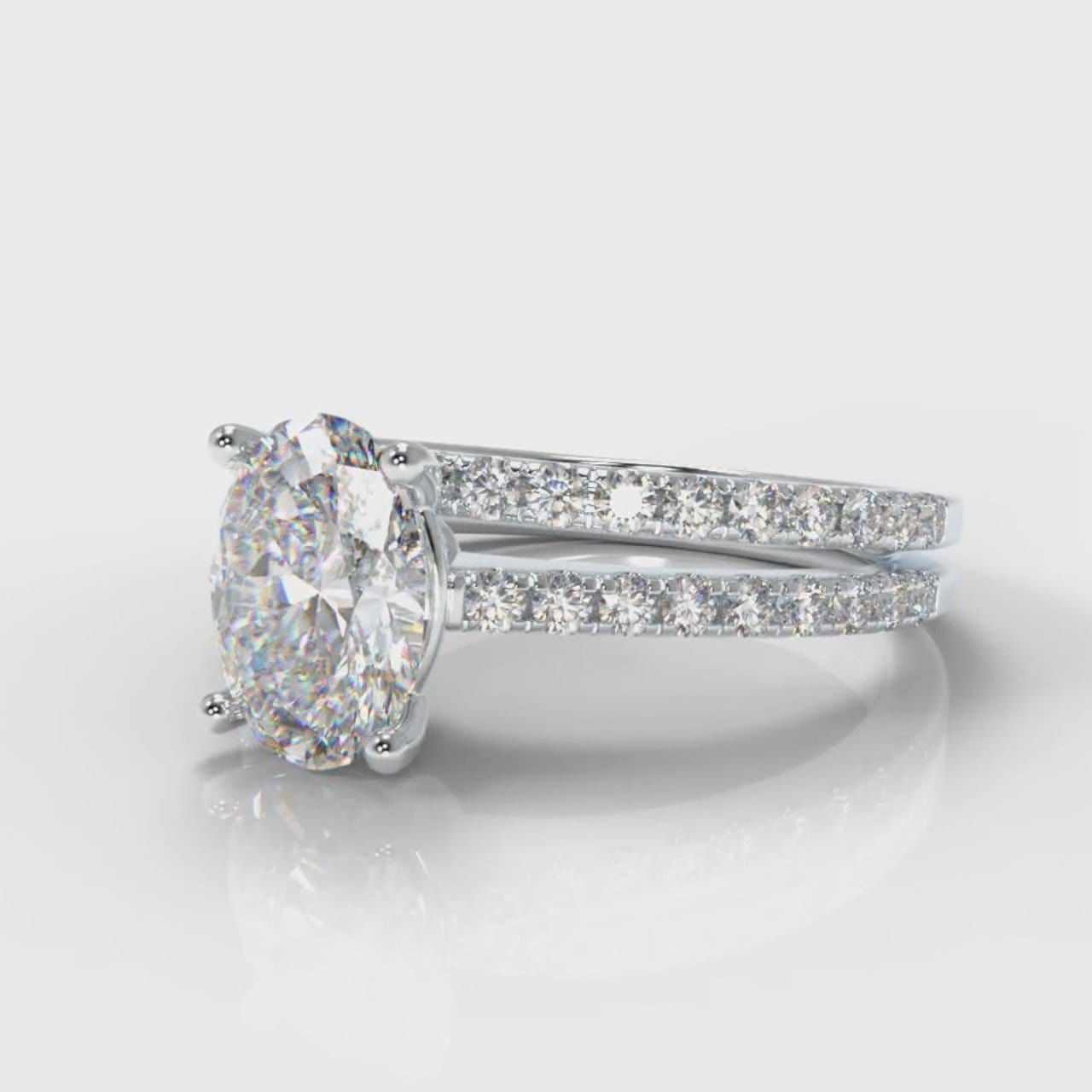 Petite Micropavé Oval Diamond Bridal Set
