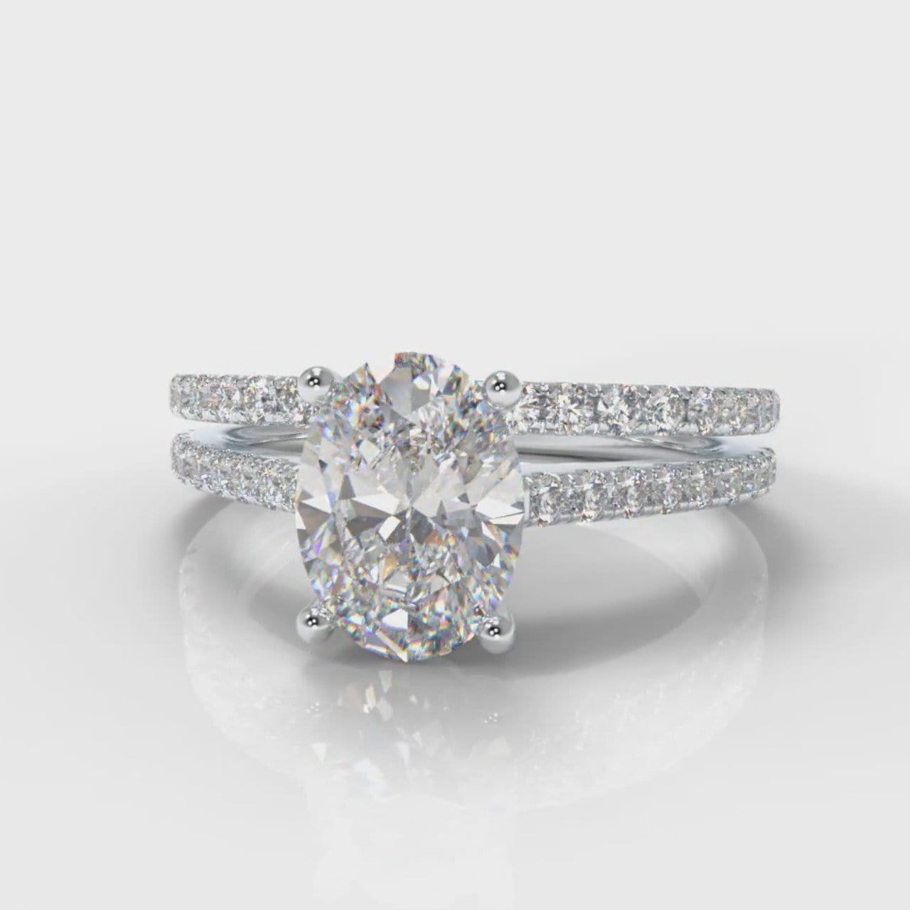 Petite Micropavé Oval Diamond Bridal Set