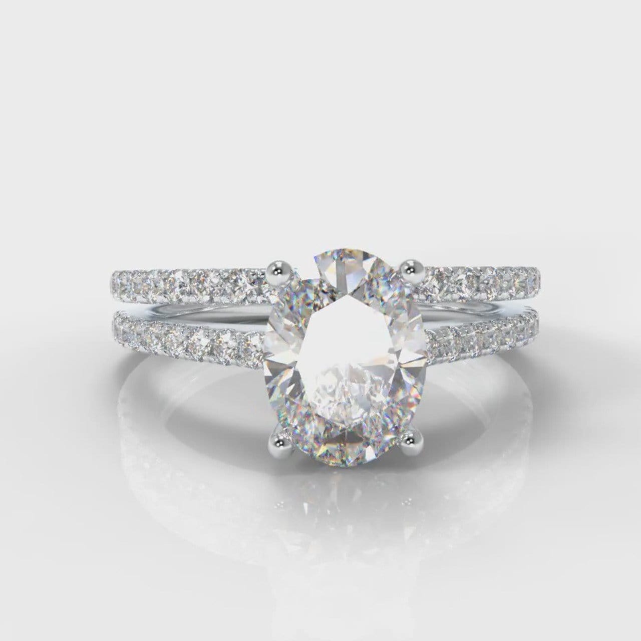Petite Micropavé Oval Diamond Bridal Set