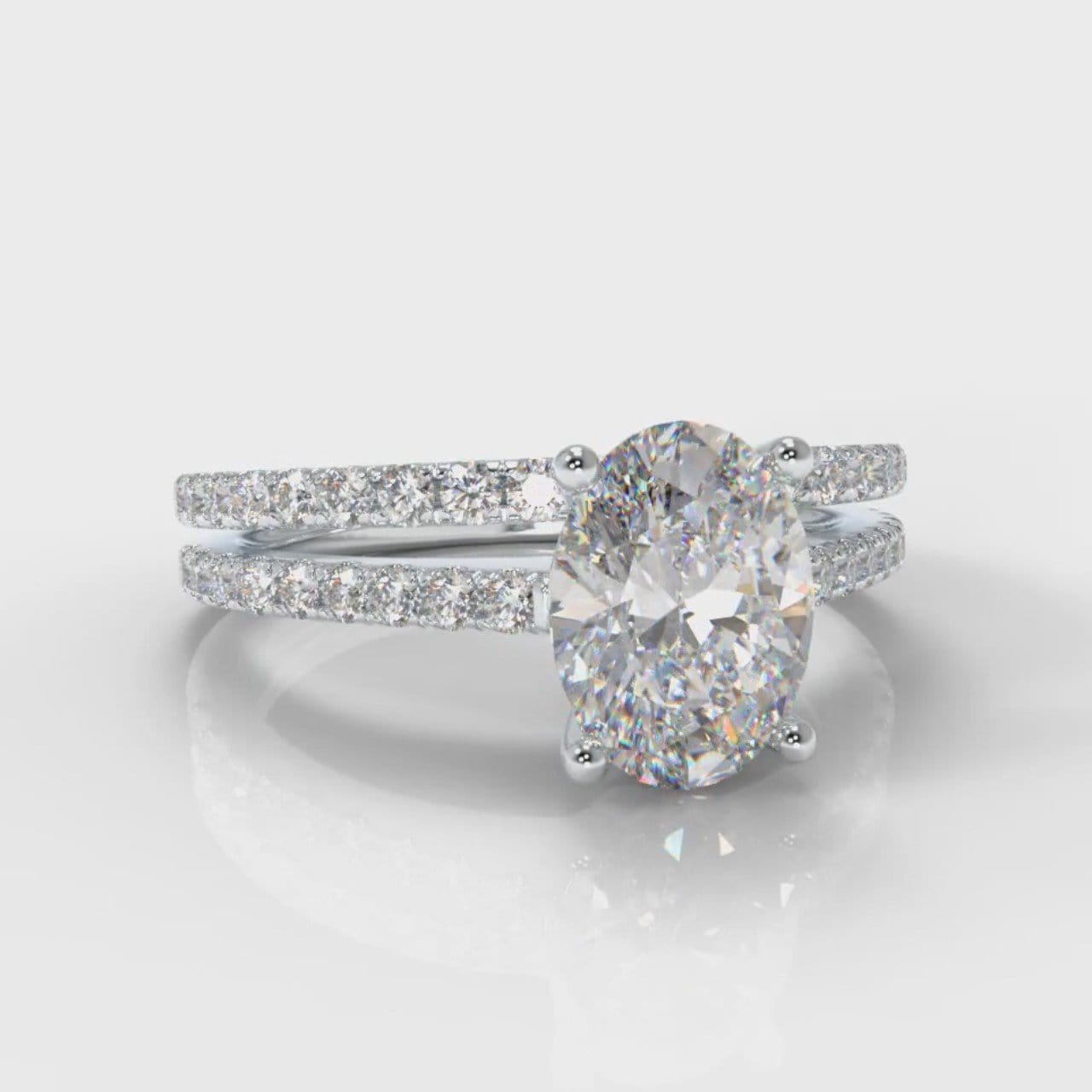 Petite Micropavé Oval Diamond Bridal Set