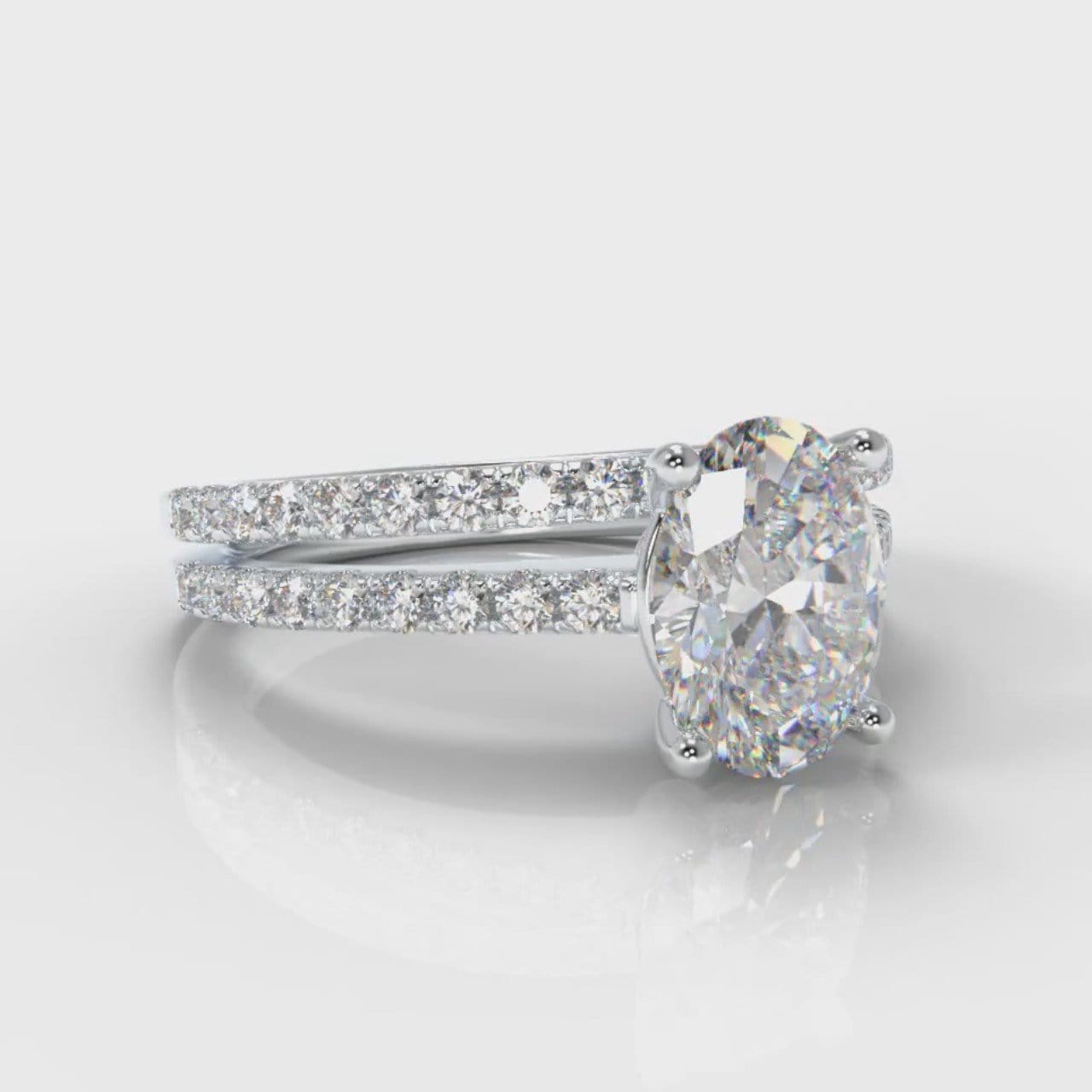 Petite Micropavé Oval Diamond Bridal Set