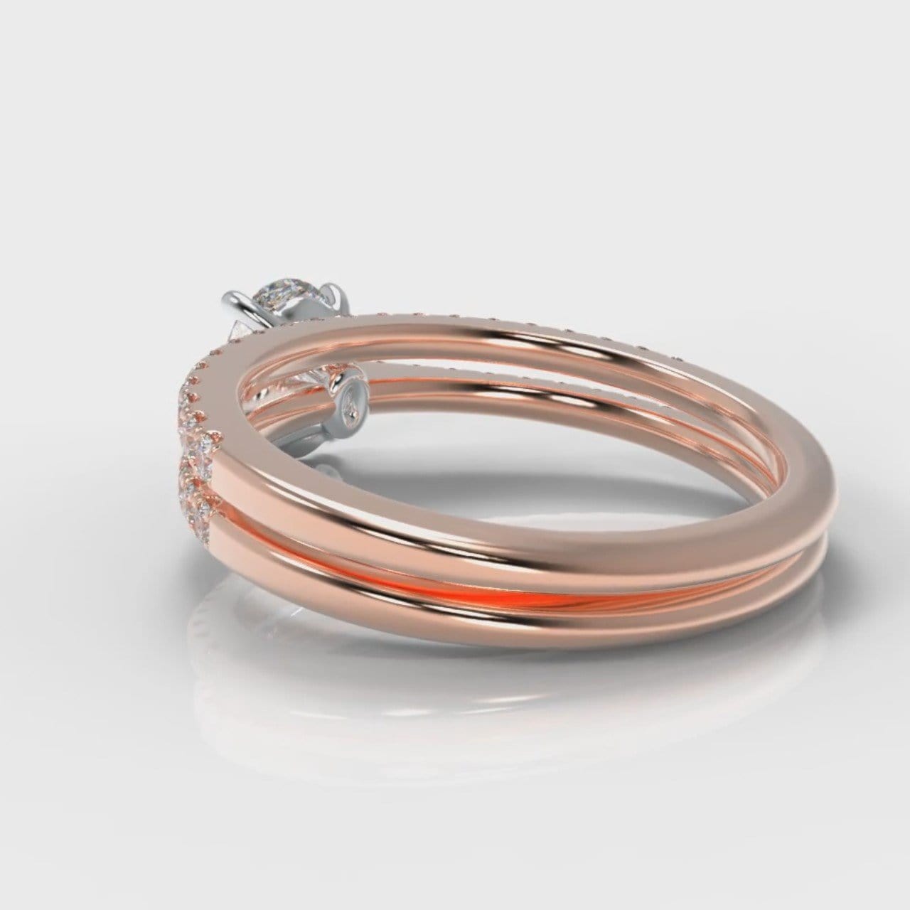 Petite Micropavé Oval Diamond Bridal Set - Rose Gold