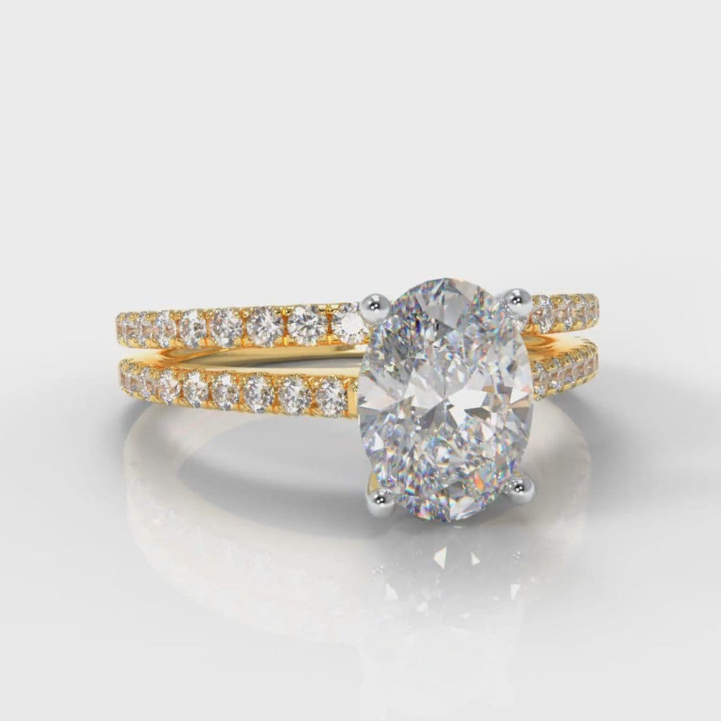 Petite Micropavé Oval Diamond Bridal Set - Yellow Gold