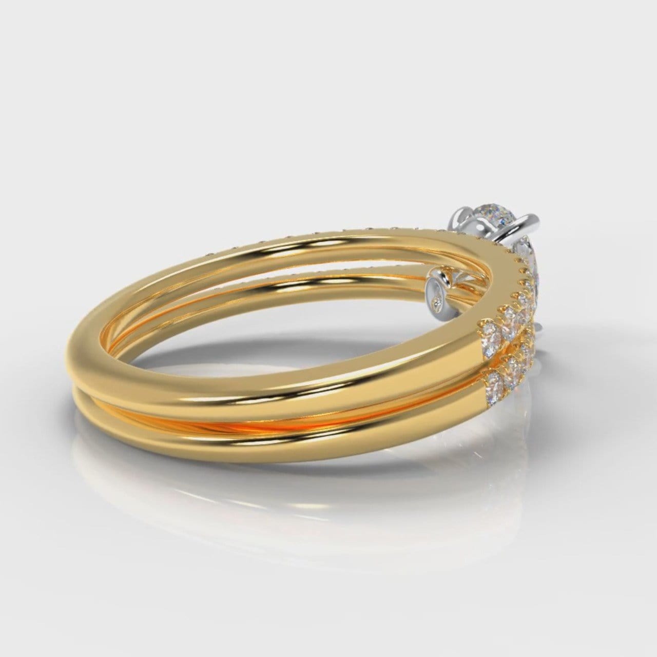 Petite Micropavé Oval Diamond Bridal Set - Yellow Gold