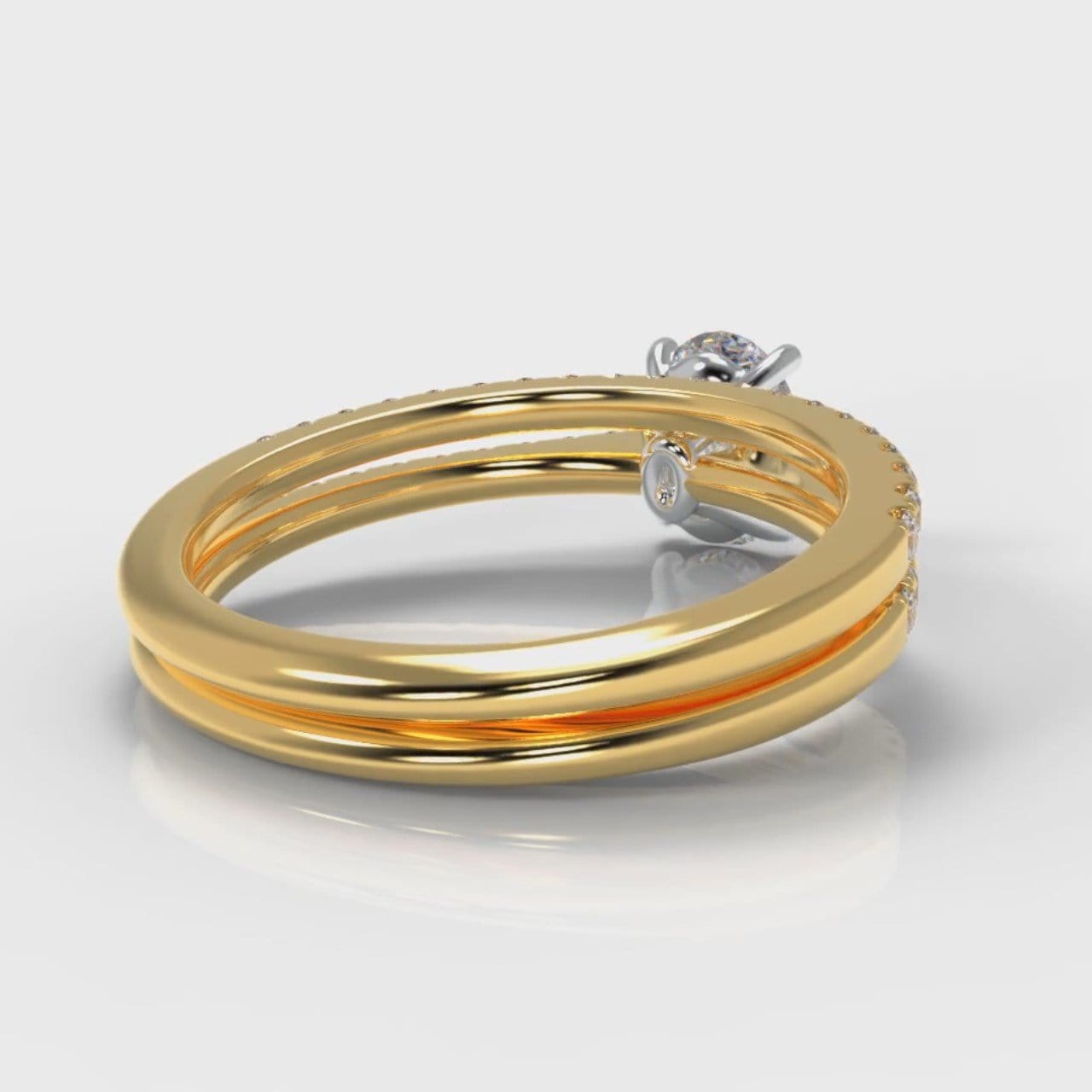 Petite Micropavé Oval Diamond Bridal Set - Yellow Gold
