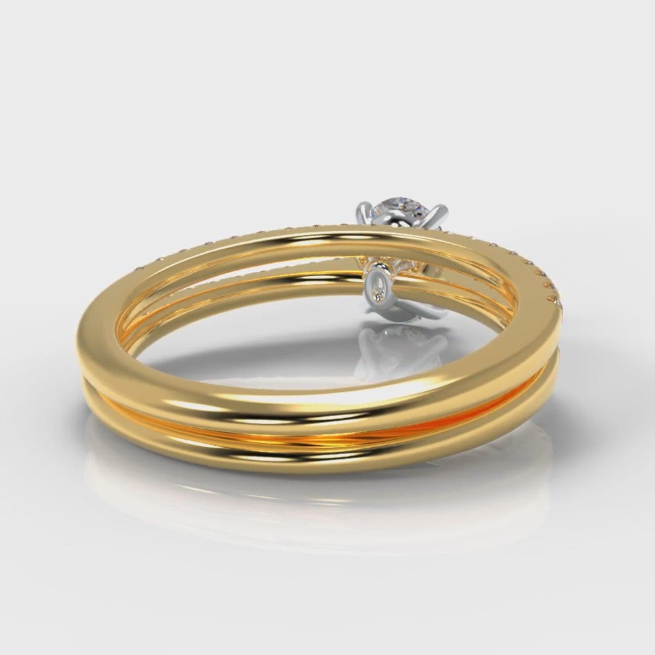 Petite Micropavé Oval Diamond Bridal Set - Yellow Gold