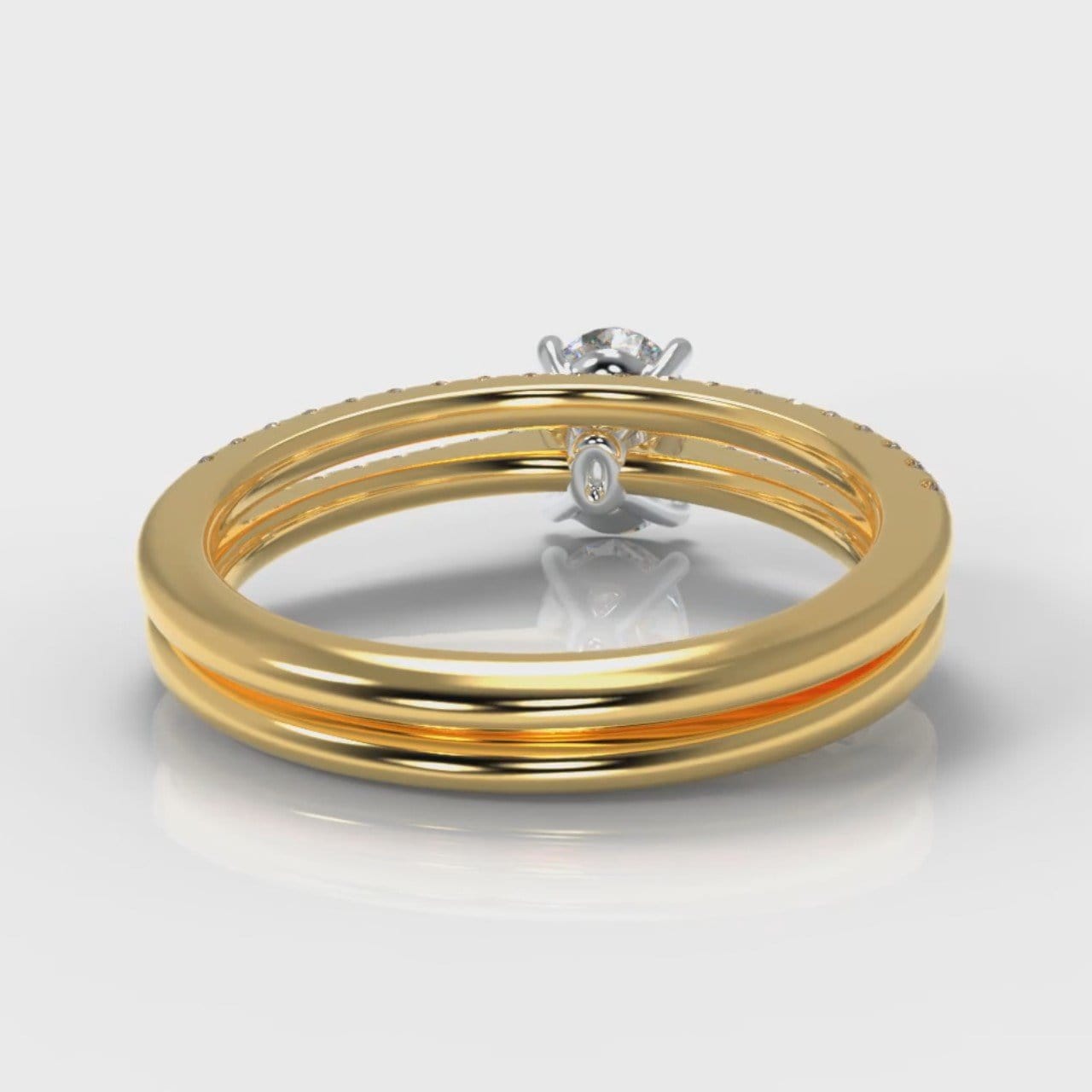Petite Micropavé Oval Diamond Bridal Set - Yellow Gold