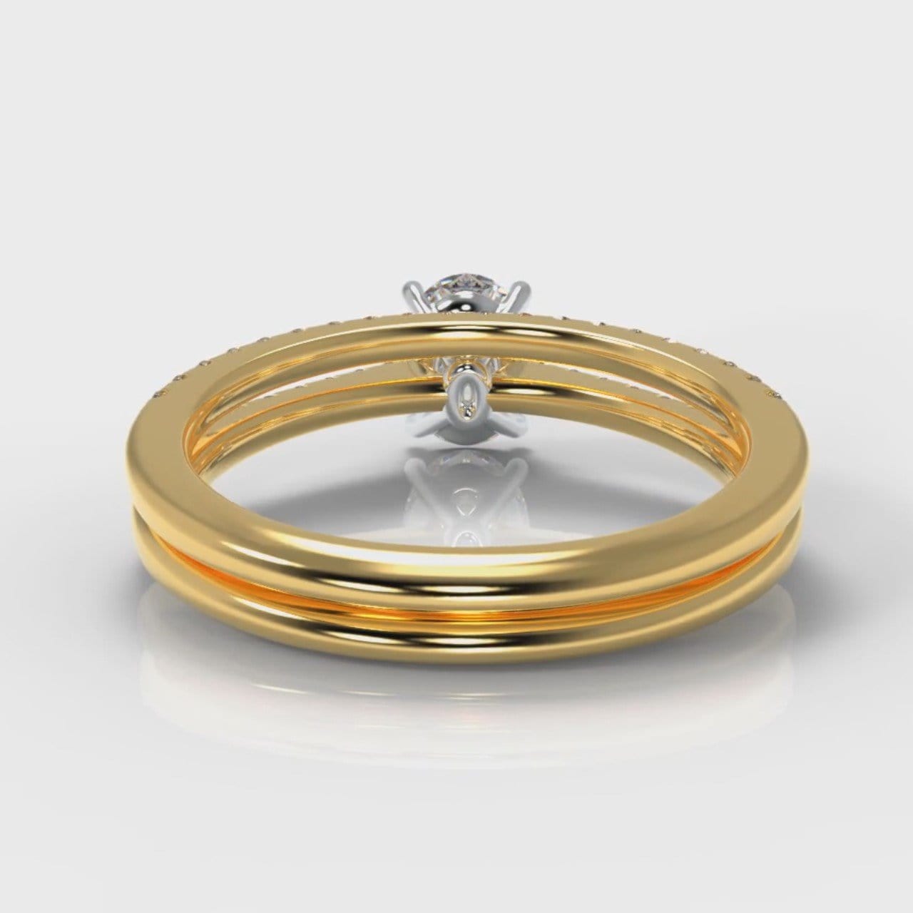 Petite Micropavé Oval Diamond Bridal Set - Yellow Gold