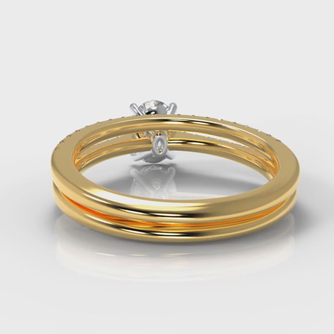 Petite Micropavé Oval Diamond Bridal Set - Yellow Gold
