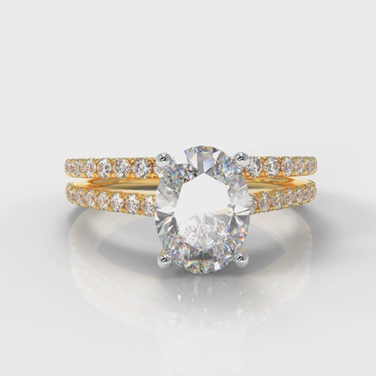 Petite Micropavé Oval Diamond Bridal Set - Yellow Gold