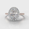 Petite Micropavé Oval Diamond Halo Engagement Ring - Two Tone Rose Gold