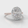 Petite Micropavé Oval Diamond Halo Engagement Ring - Two Tone Rose Gold