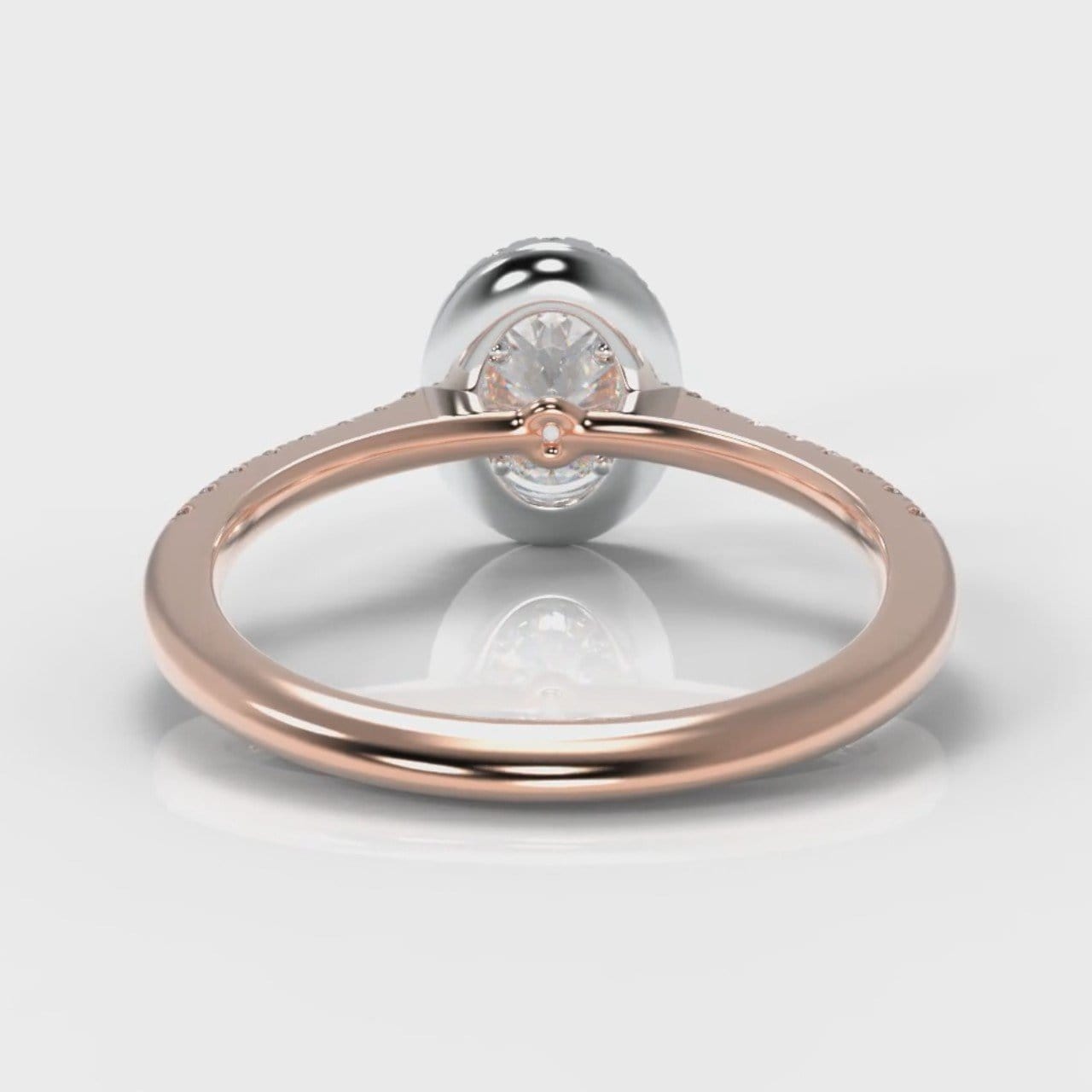 Petite Micropavé Oval Diamond Halo Engagement Ring - Two Tone Rose Gold