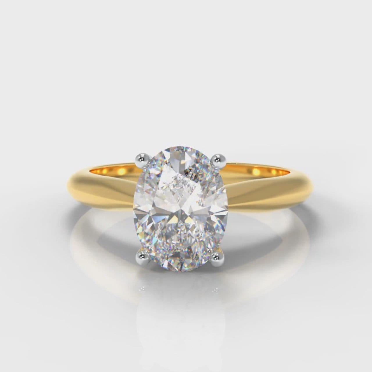 Carrée Solitaire Oval Diamond Engagement Ring - Yellow Gold