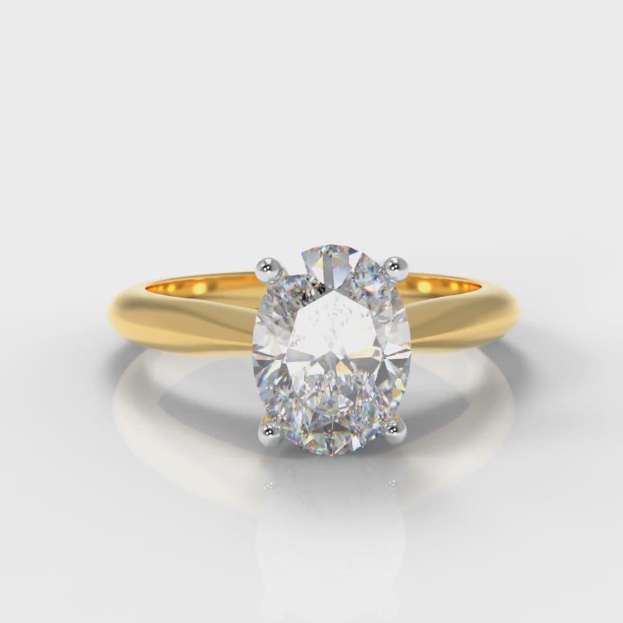 Carrée Solitaire Oval Diamond Engagement Ring - Yellow Gold
