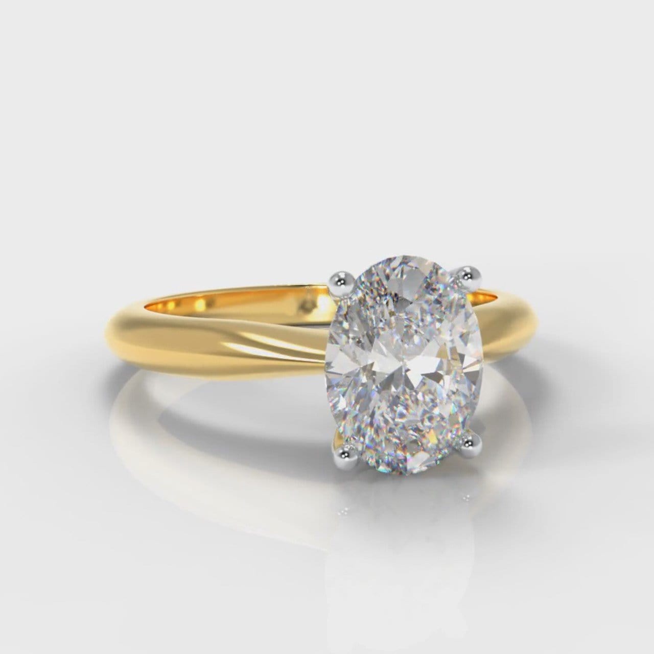 Carrée Solitaire Oval Diamond Engagement Ring - Yellow Gold