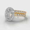 Micropavé Oval Diamond Halo Bridal Set - Two Tone Yellow Gold