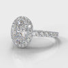 Micropavé Oval Diamond Halo Engagement Ring