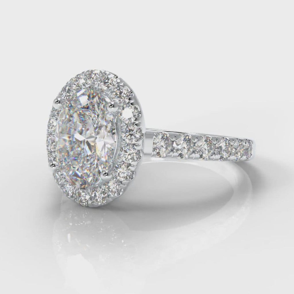 Micropavé Oval Diamond Halo Engagement Ring