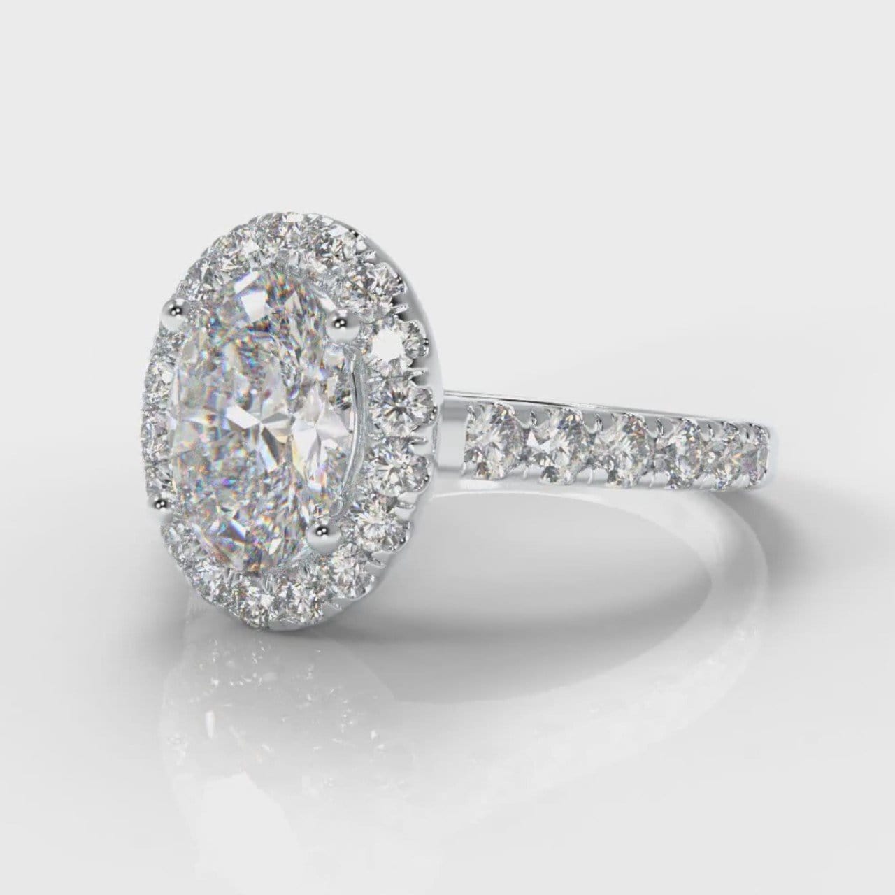 Micropavé Oval Diamond Halo Engagement Ring