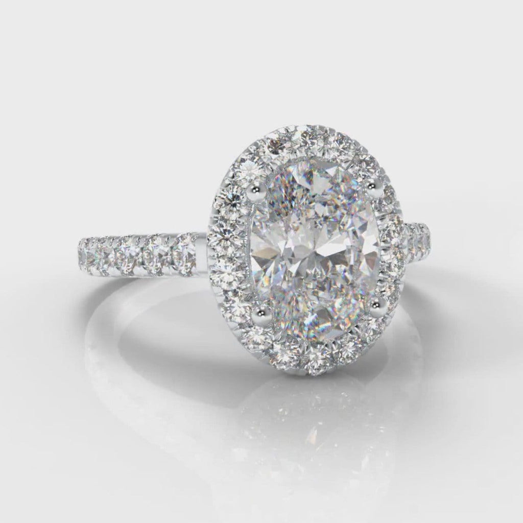 Micropavé Oval Diamond Halo Engagement Ring