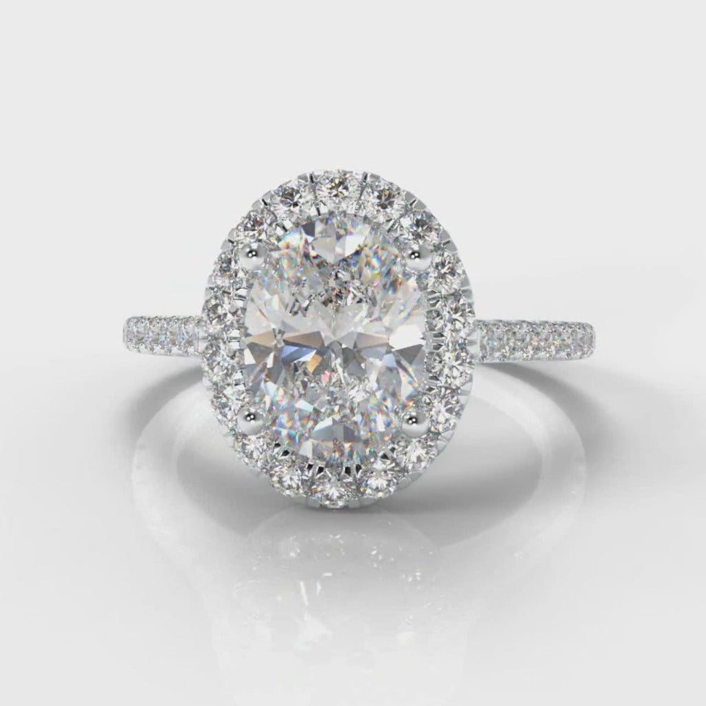 Halo engagement ring set with 1ct oval diamond