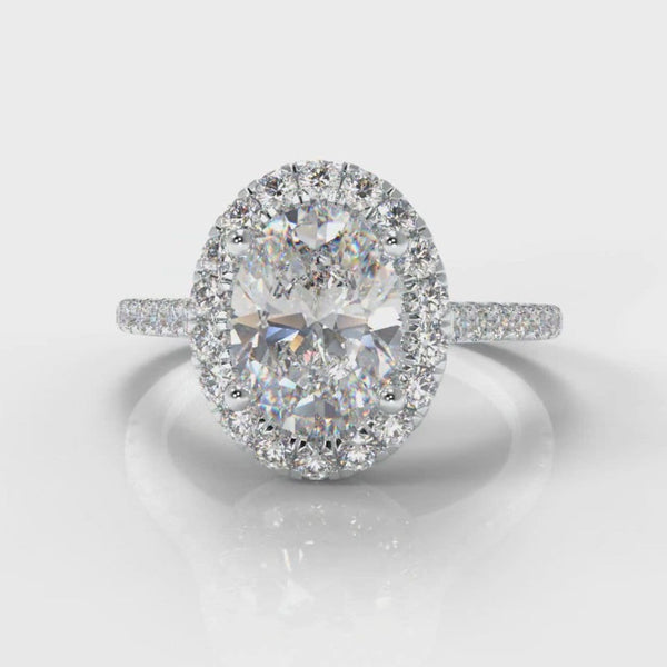 Micro pave online oval engagement ring