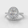 Halo engagement ring set with 1ct oval diamond