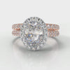 Micropavé Oval Diamond Halo Bridal Set - Two Tone Rose Gold